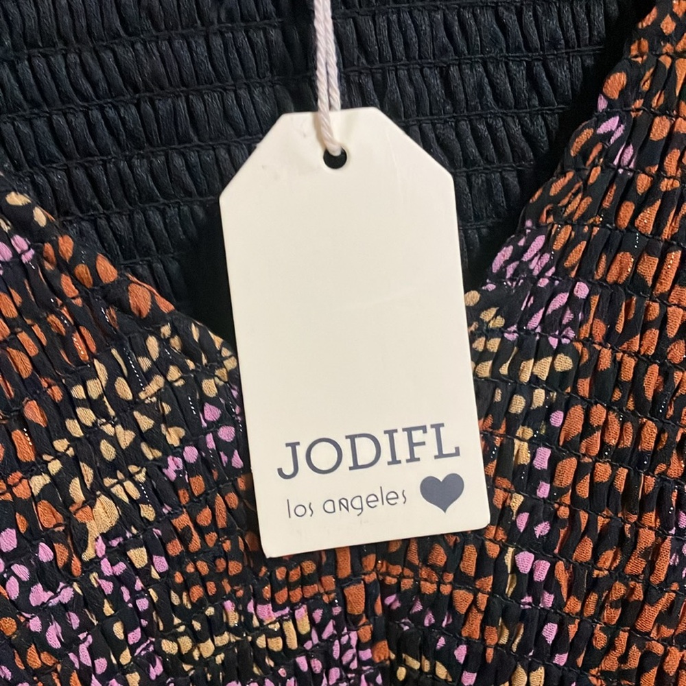 NWT JODIFL Brown Orange Smocked Tiered Dress Size Large New with Tags!! Cute!! - Picture 6 of 11